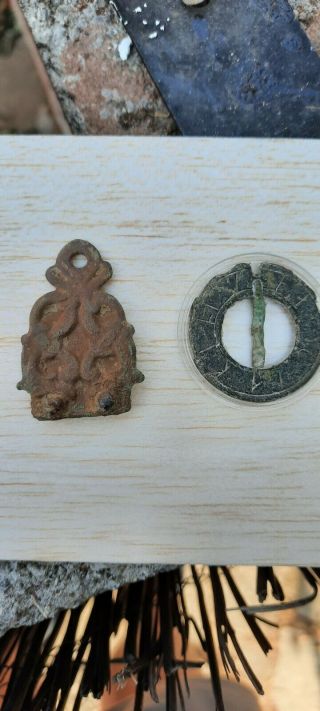 Metal Detecting Finds Anglo - Saxon Anular Brooch And Stirrup Mount