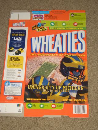 Vintage Wheaties Cereal Box - University Of Michigan Hail To The Victors