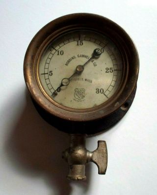 Antique Steam Pressure Gauge Robbins Gamwell & Co Co.  Steampunk