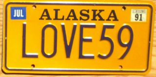 1991 Alaska Personalized License Plate Number Tag – Love59