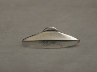 Vintage Mcm Spaceship Ufo Flying Saucer Sterling Silver Pin Signed Tie Tack