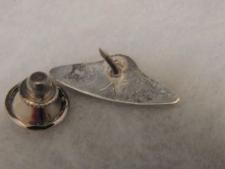 Vintage MCM Spaceship UFO Flying Saucer Sterling Silver Pin Signed Tie Tack 3
