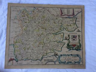Antique Hand Coloured Map Of Essex By Richard Blome C1673 12.  75 " X10 " Apx