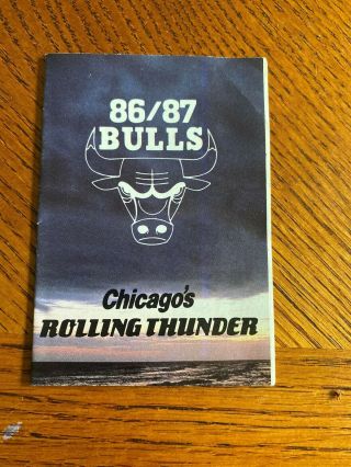 1986 - 87 Chicago Bulls Pocket Schedule/ Chicagos Rolling Thunder