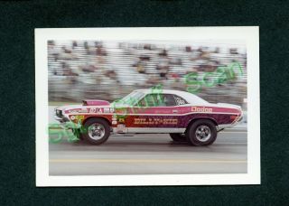 Vintage L&m Drag Racing Photo Card Billy The Kid Pro Stock Dodge Challenger
