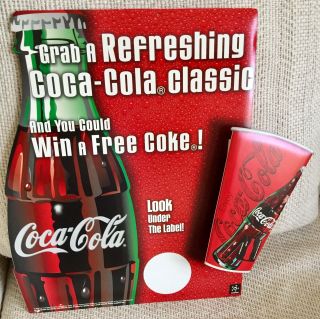 Rare Vintage 3 - D Coca - Cola Classic 2 - Sided Hanging In - Store Display Sign - -