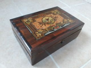 Antique Art Nouveau Butterfly Design Wooden Writing Box.  Ideal Jewellery Box