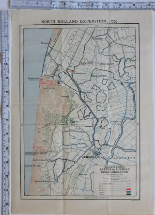 Map/battle Plan North Holland Expedition 1799 Petten To Alkmaar Troops Moore