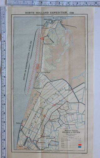 Map/battle Plan North Holland Expedition 1799 Helder To Petten Troop Pulteney