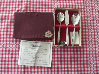 Vintage Rodd Stardust Silver Plated Sugar,  Jam Spoons & Butter Knife Boxed