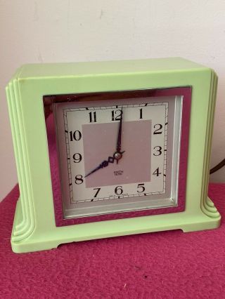 Smiths Sectric Bakelite Art Deco Mantle Clock In Peppermint Green