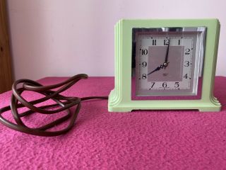 Smiths Sectric Bakelite Art Deco Mantle Clock In Peppermint Green 2