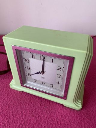 Smiths Sectric Bakelite Art Deco Mantle Clock In Peppermint Green 3