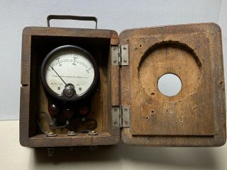 Vintage Weston Electrical Instruments Corp Model 528 A C Volt Meter In Wood Case