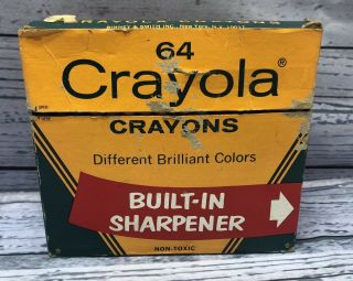 Vintage Box of 64 Crayola Crayons W/ Sharpener & Indian Red Complete Set 2