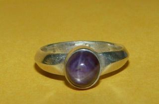 Vintage Native Navajo 925 Sterling Silver W/ Purple Star Sapphire Ring Size 7.  5