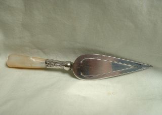 Large Antique Victorian Silver & Mother of Pearl Trowel Bookmark circa 1900 10cm 2