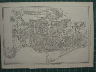 1926 Map Toronto Ontario City Plan Canada Railways Harbour