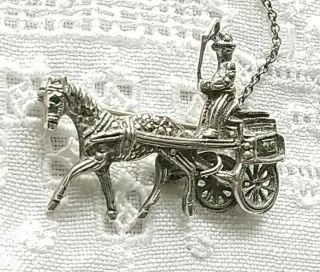 Sterling Silver Marcasite Stone Vintage Art Deco Antique Carriage Horse Brooch