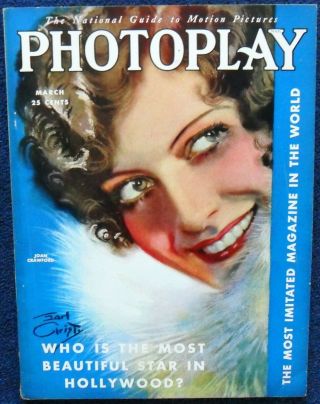 Alert Great Joan Crawford Cover By Christy/photoplay/3 - 30/movies