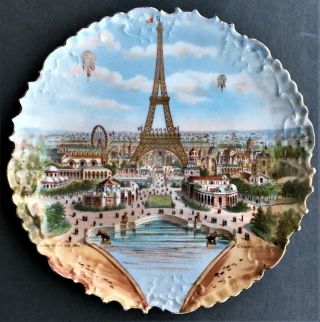 Vintage Plate Tour Eiffel Tower World Exposition Universelle Paris 1900