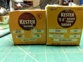Kester 44 Resin Core Solder 2lbs Vintage Made In Usa.  031 &.  020