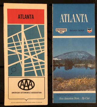 Two 1960’s Atlanta Road Maps - 1965 Standard Oil And 1967 Aaa