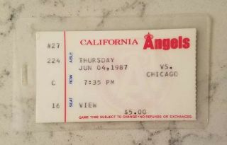 California Angels Chicago White Sox Baseball Ticket Stub 6/4 1987 Baines 146 Hr