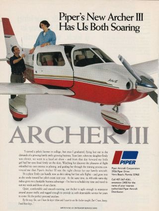 1995 Piper Cherokee Archer Iii Aircraft Ad 9/14/2020b