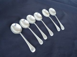 6 Vintage Antique Silver Plate Soup Spoons Dixon