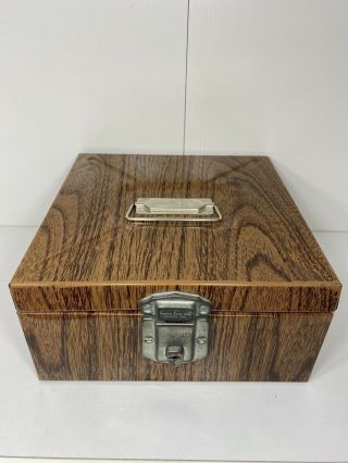 Vintage 50s Wooden Metal Porta File Box By Hamilton Skotch Kooler Has Key