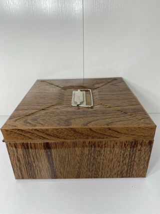 Vintage 50s Wooden Metal Porta File Box by Hamilton Skotch Kooler HAS KEY 2
