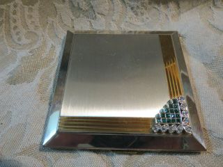 Vintage Volupte Art Deco Compact With Mirror,  Engraved 1958