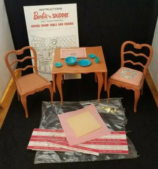 Vintage Barbie And Skipper 1964 Dining Room Furniture Dining Table And Chairs