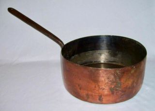 Antique Copper Saute Pan W/ " R S " Initials,  Iron Handle,  Dovetailing (8 Qt) Eu