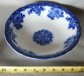 Antique Serving Bowl Waldorf Wharf Pottery Staffordshire Ca 1892 Flow Blue