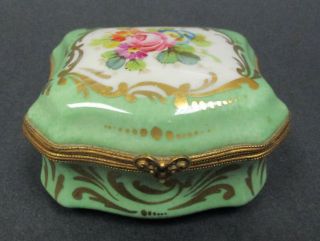 Antique French Sevres Style Handpainted Porcelain Hinged Trinket Box