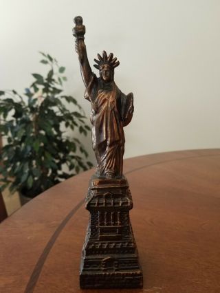 Vintage Nyc Souvenir Bronze/copper Statue Of Liberty Statue 10 " X 2.  5 " 1 Weight