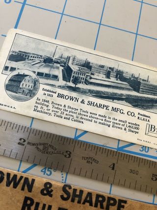 Vintage Brown & Sharp Machinist 6” Rule Scale No.  4 Sleeve And Card