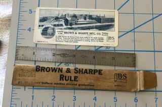 VINTAGE BROWN & SHARP MACHINIST 6” RULE SCALE No.  4 Sleeve And Card 2
