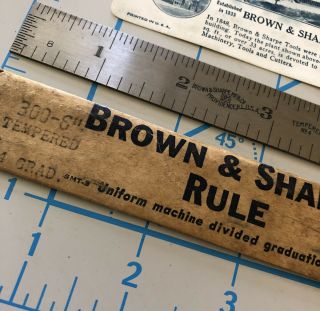 VINTAGE BROWN & SHARP MACHINIST 6” RULE SCALE No.  4 Sleeve And Card 3