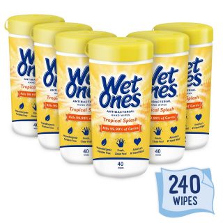 Wet Ones 6 Canister Each 40 Ct Total 240 Tropical Splash