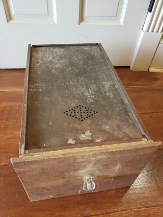 Vintage Antique Hoosier Cabinet Metal & Wood Drawer Bread Box Tin Sliding Door