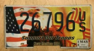 Mexico Support Our Troops Patriot License Plate " 26796 Us " Nm Us Flag