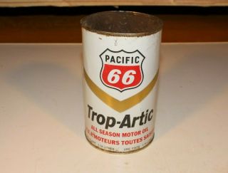 Vintage Pacific 66 Trop - Artic All Season Motor Oil Tin Can 1 Quart Calgary T1