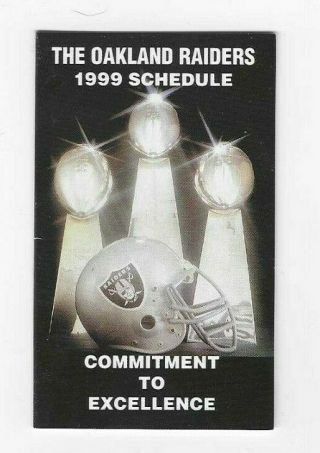 1999 Oakland Raiders Pocket Schedule Sponsored By Motorola