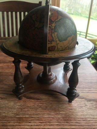 Vintage Wooden Desk/table Top World Globe W/stand.  Made In Italy In Great Shape