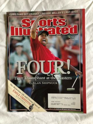 Sports Illustrated April 18,  2005 Tiger Woods Red Shirt,  Masters Very Good Four