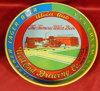 Vintage Metal Utica Beer Tray West End Brewing Ny Pilsner Larger Xxx Cream Ale