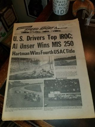 Vintage National Speed Sport News Newspaper Early Nascar Al Unser 9/1974